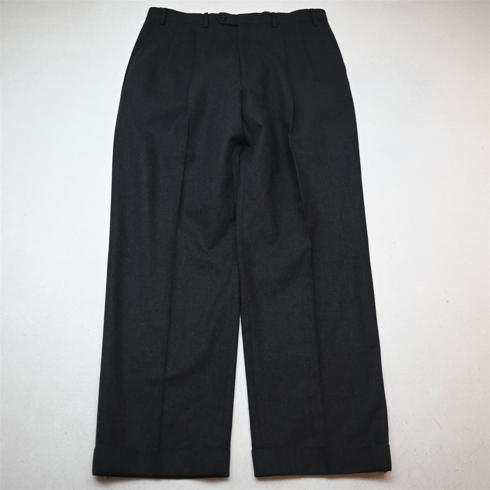 Michael Kors 34x30 Gray Flannel 100% Wool Pleated Cuffed Classic Dress Pants